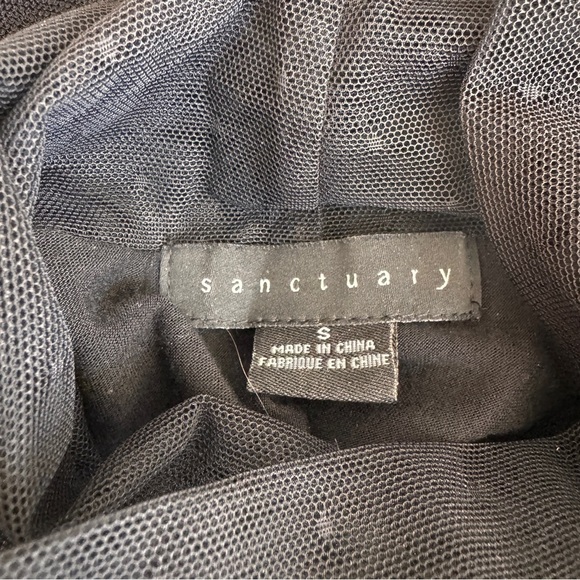 Sanctuary Midnight Hour Black Mock Neck Sheer Sleeve Swiss Dot Women Size S Mesh - Picture 11 of 12